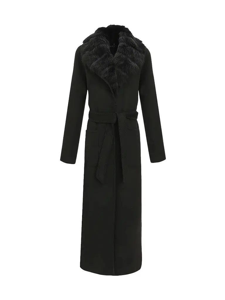 Gorski Women's Cashmere and Wool Coat with Detachable Collar - Black | Image 1 Gorski Women's Cashmere and Wool Coat with Detachable Collar - Black | Image 1