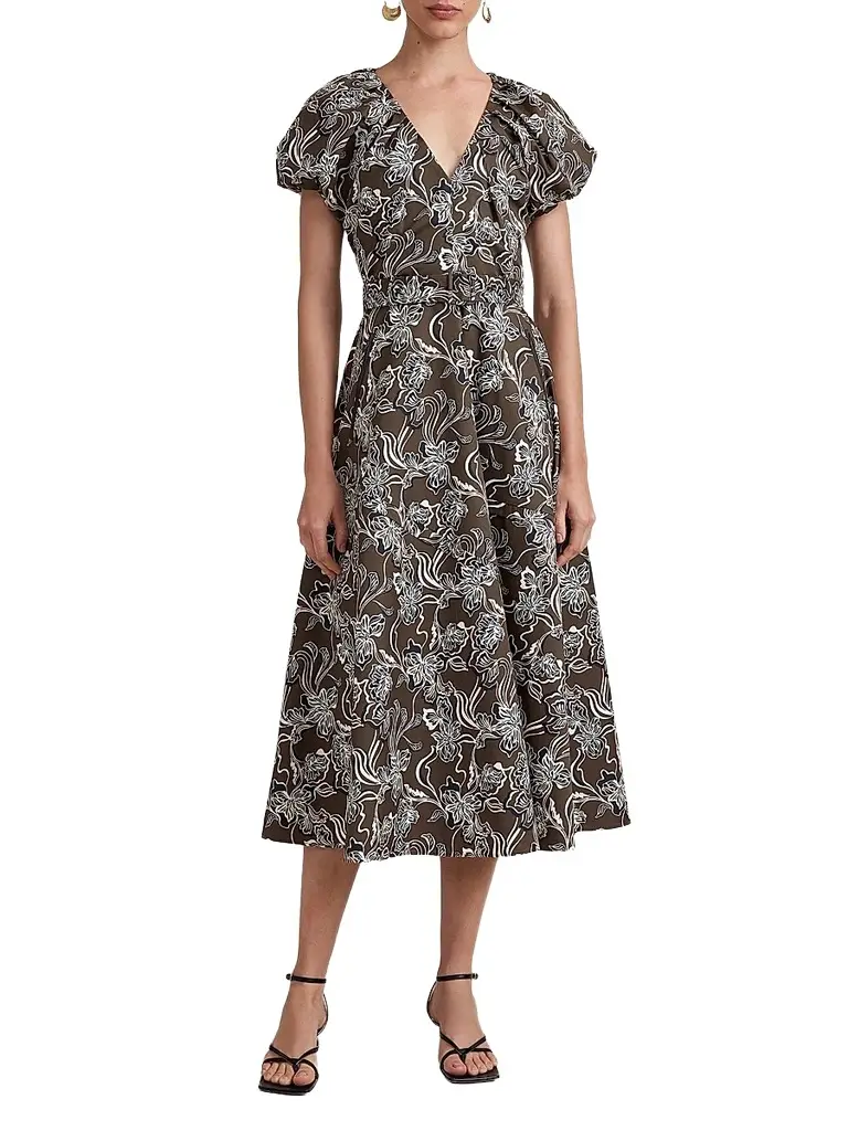 La Ligne Women's Avalon Dress - Taupe Floral | Image 1 La Ligne Women's Avalon Dress - Taupe Floral | Image 1