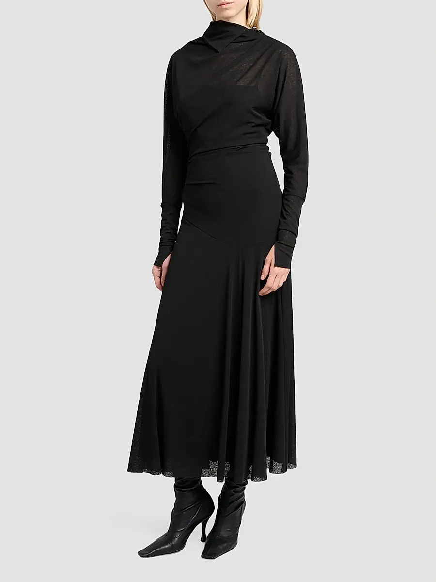 Proenza Schouler Women's Golda Draped Jersey Midi Dress | Thumbnail 4 Proenza Schouler Women's Golda Draped Jersey Midi Dress | Thumbnail 4