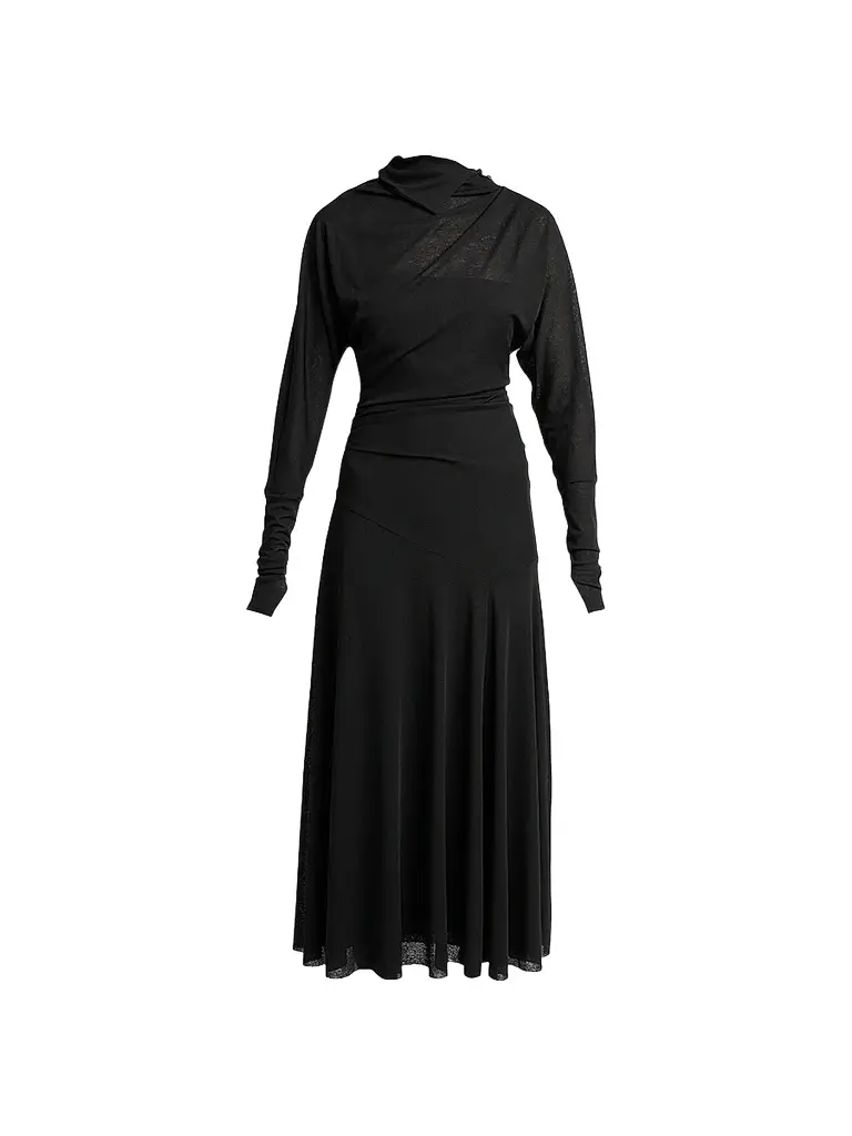 Proenza Schouler Women's Golda Draped Jersey Midi Dress - Black | Image 1 Proenza Schouler Women's Golda Draped Jersey Midi Dress - Black | Image 1