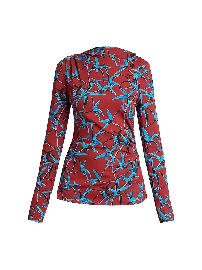 Proenza Schouler Women's Anais Printed Cady Top - Madder Multi | Image 1 Proenza Schouler Women's Anais Printed Cady Top - Madder Multi | Image 1