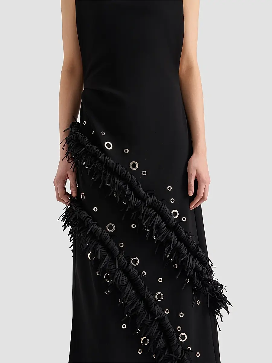Proenza Schouler Women's Giovanna Fringe Grommet Maxi Dress | Thumbnail 3 Proenza Schouler Women's Giovanna Fringe Grommet Maxi Dress | Thumbnail 3