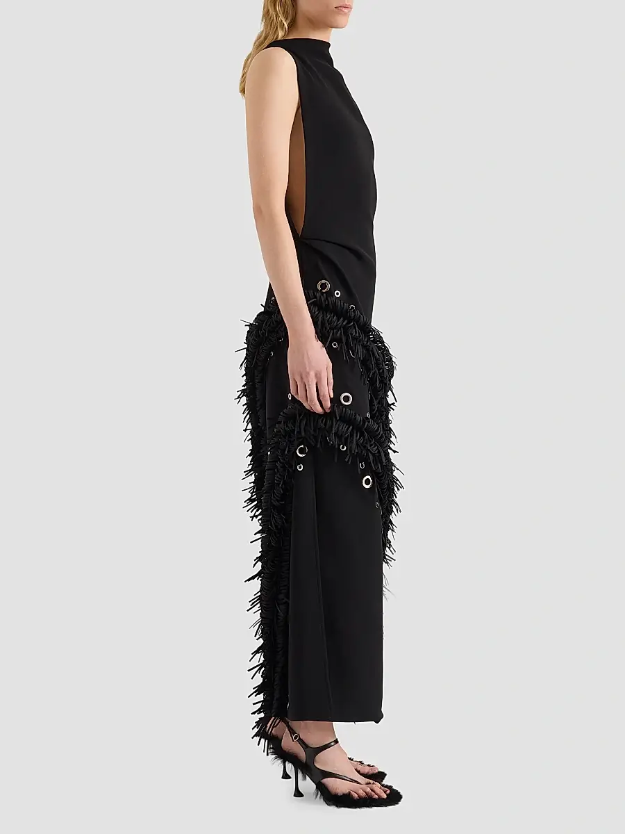 Proenza Schouler Women's Giovanna Fringe Grommet Maxi Dress | Thumbnail 5 Proenza Schouler Women's Giovanna Fringe Grommet Maxi Dress | Thumbnail 5