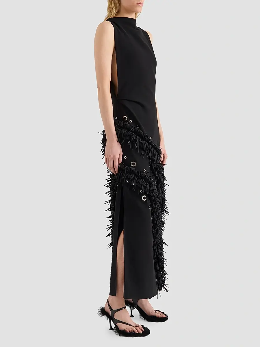 Proenza Schouler Women's Giovanna Fringe Grommet Maxi Dress | Thumbnail 6 Proenza Schouler Women's Giovanna Fringe Grommet Maxi Dress | Thumbnail 6