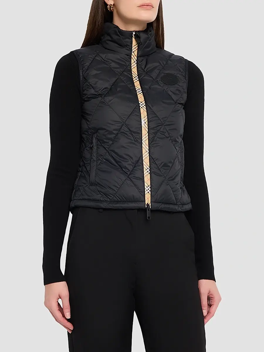 Burberry Women's Cheswick Check-Placket Quilted Vest | Thumbnail 4 Burberry Women's Cheswick Check-Placket Quilted Vest | Thumbnail 4