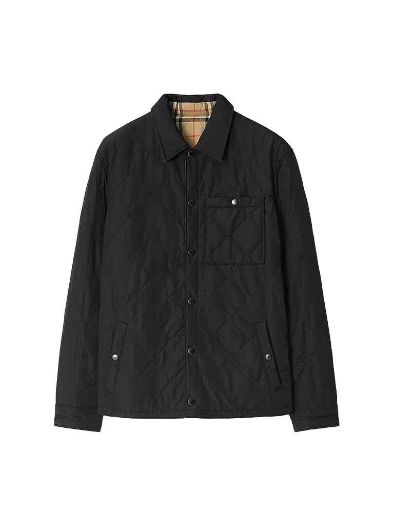 Burberry Men's Brighton Reversible Quilted Nylon Jacket - Black | Image 1 Burberry Men's Brighton Reversible Quilted Nylon Jacket - Black | Image 1