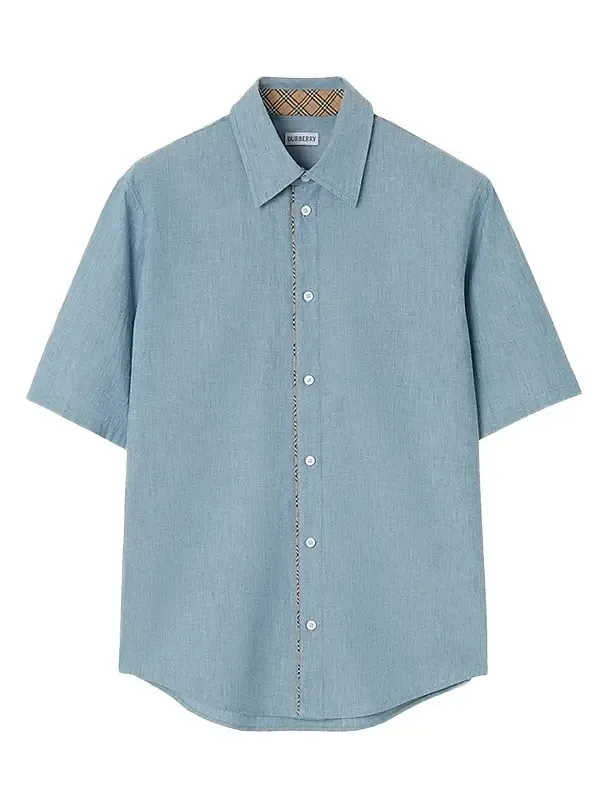Burberry Men's Check-Placket Short-Sleeve Shirt