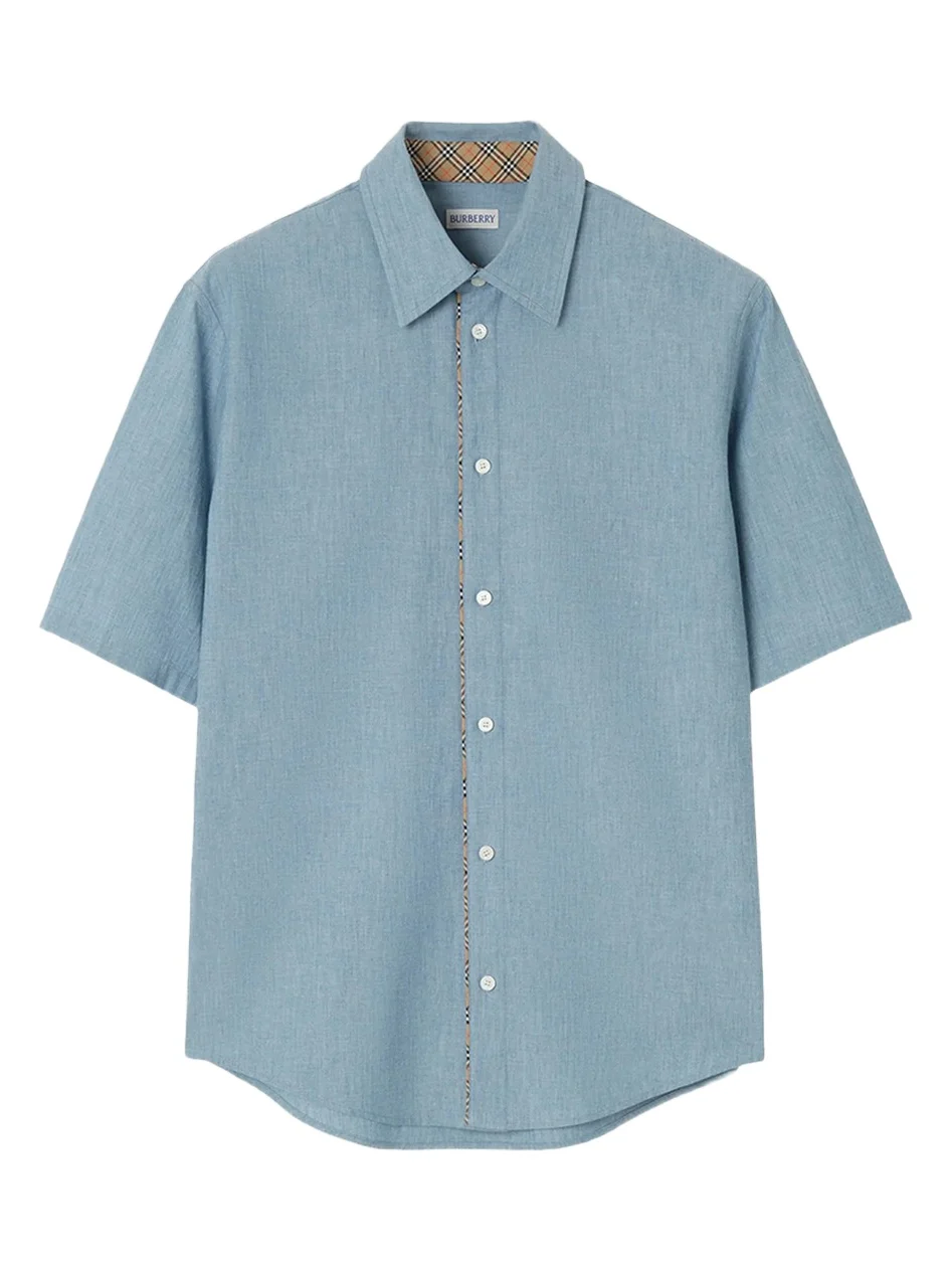 Burberry Men's Check-Placket Short-Sleeve Shirt