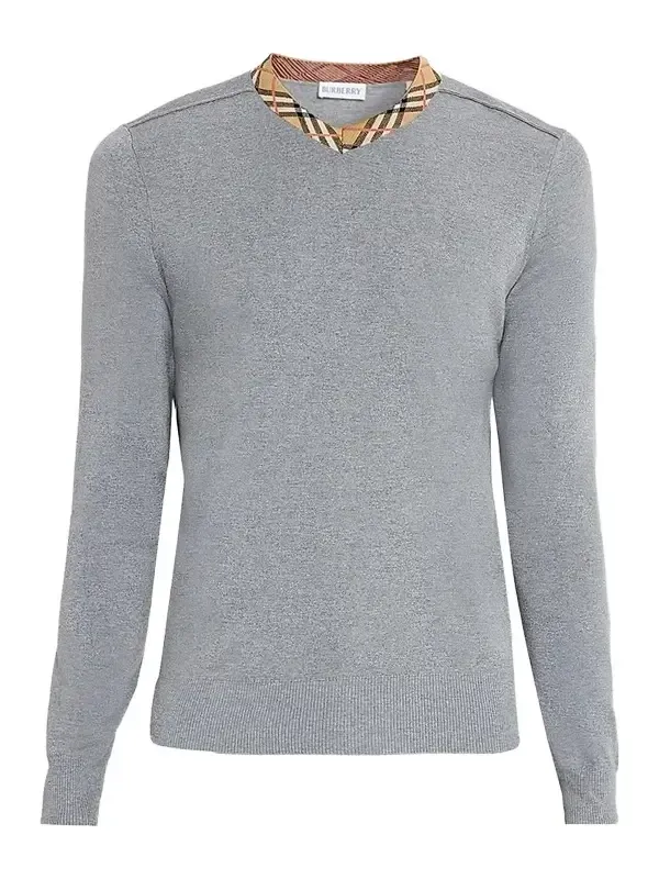 Burberry Men's Maxim Wool Check Collar Sweater