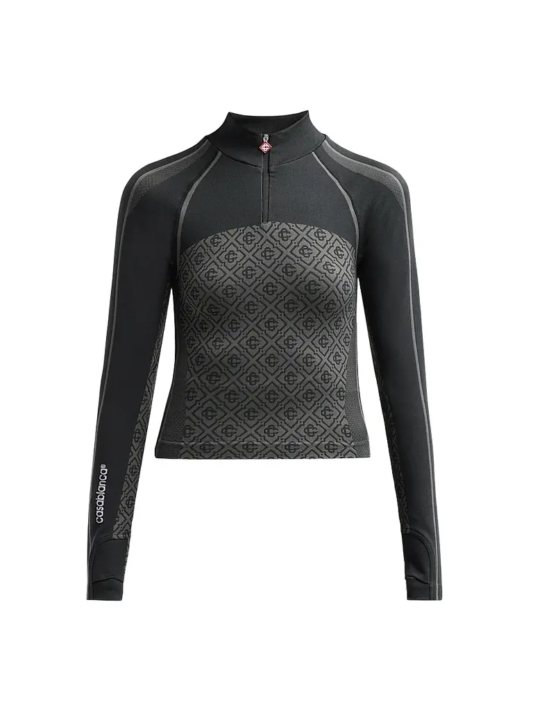 Casablanca Women's Seamless Monogram Zip Top - Grey | Image 1 Casablanca Women's Seamless Monogram Zip Top - Grey | Image 1