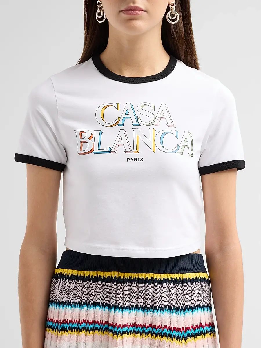 Casablanca Women's Logo Cotton Crop T-Shirt | Thumbnail 5
