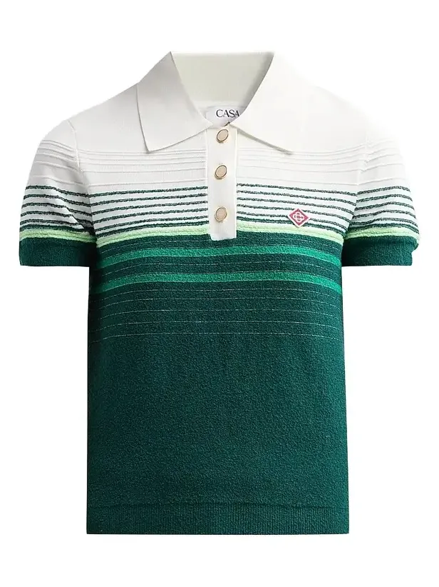 Women's Staggered Stripe Cotton-Blend Polo Shirt Women's Staggered Stripe Cotton-Blend Polo Shirt