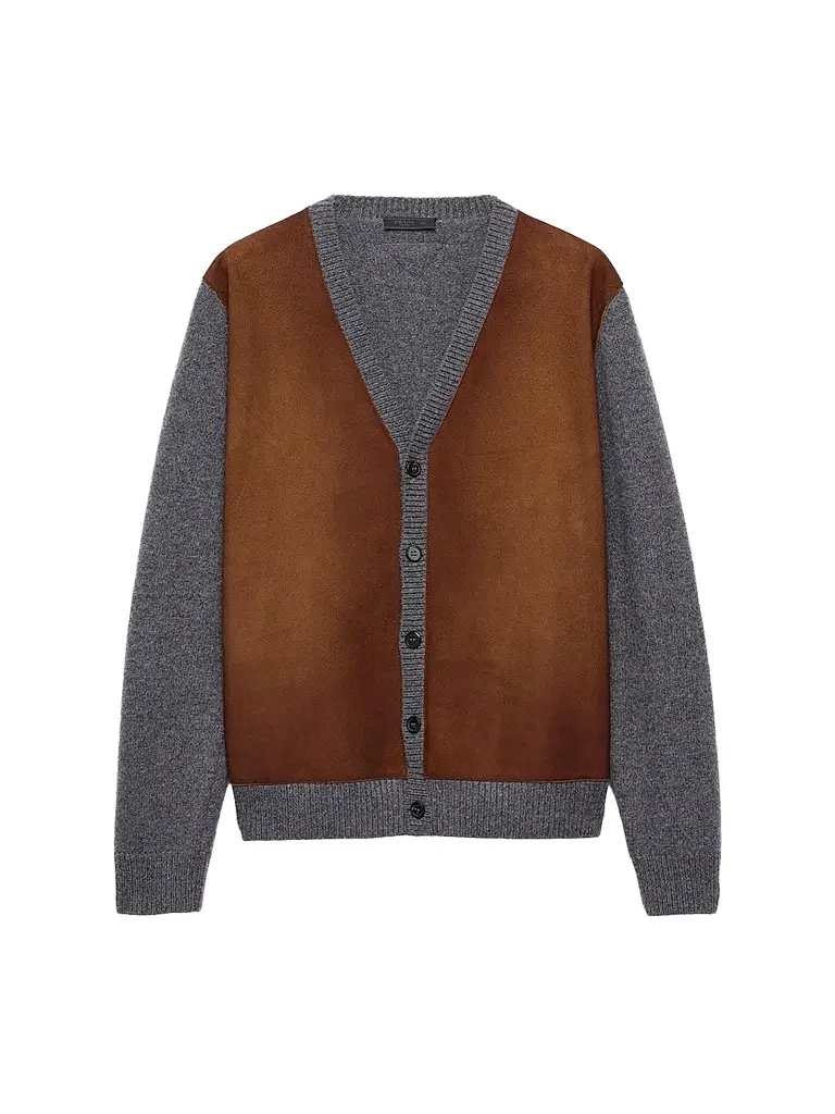 Prada Men's Wool Cardigan - Grey Brown | Image 1 Prada Men's Wool Cardigan - Grey Brown | Image 1