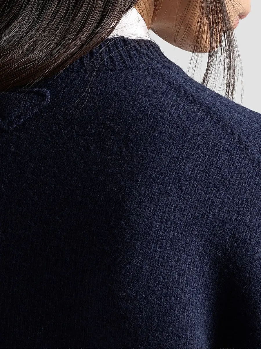 Prada Women's Wool and Suede Sweater - Blue | Thumbnail 6