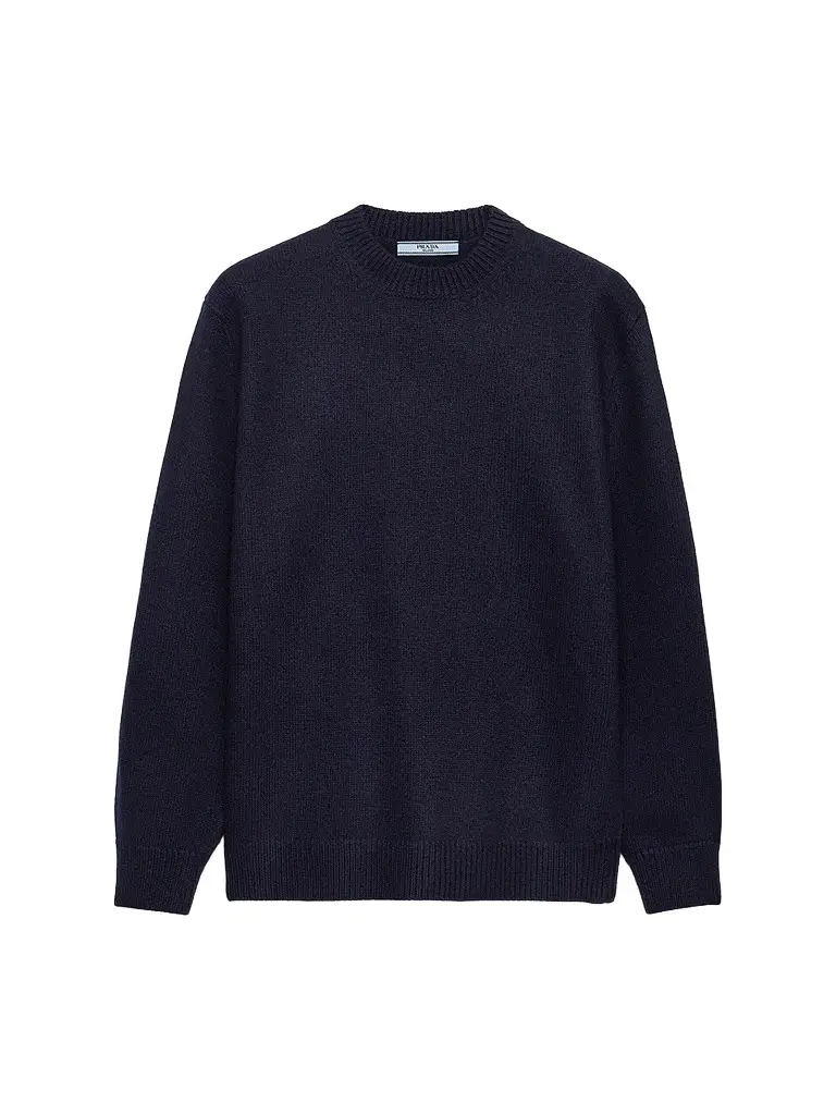 Prada Women's Wool and Suede Sweater - Blue | Image 1 Prada Women's Wool and Suede Sweater - Blue | Image 1