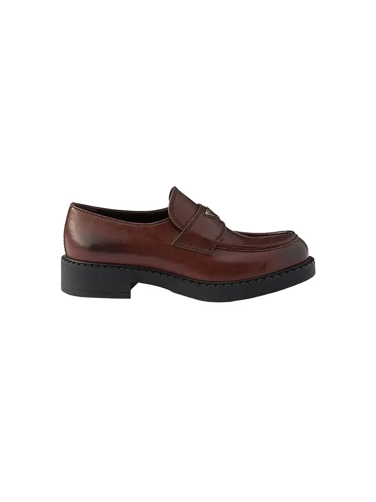 Prada Men's Chocolate Aged Leather Loafers