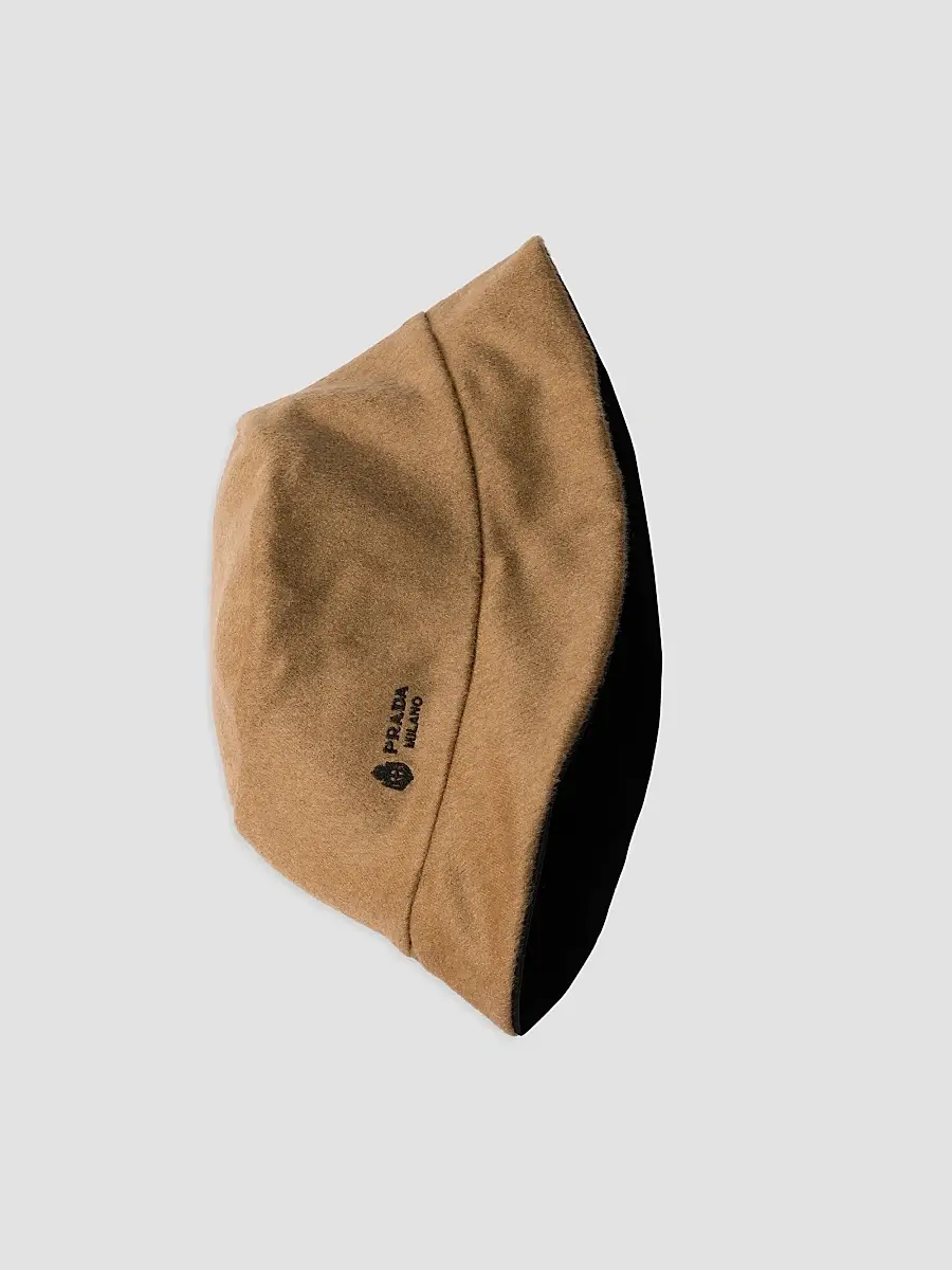 Prada Women's Reversible Nylon and Camel-Hair Bucket Hat | Thumbnail 2 Prada Women's Reversible Nylon and Camel-Hair Bucket Hat | Thumbnail 2
