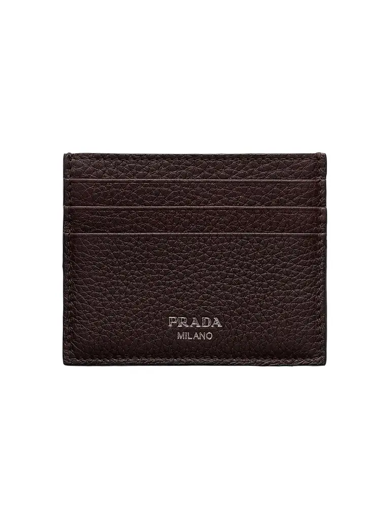 Prada Men's Leather Card Holder - Brown | Image 1 Prada Men's Leather Card Holder - Brown | Image 1