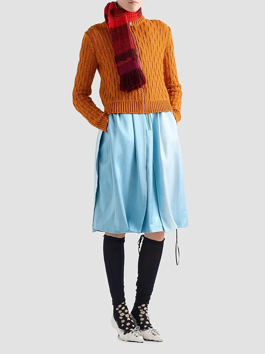 Prada Women's Wool and Alpaca Cardigan - Orange | Thumbnail 2 Prada Women's Wool and Alpaca Cardigan - Orange | Thumbnail 2