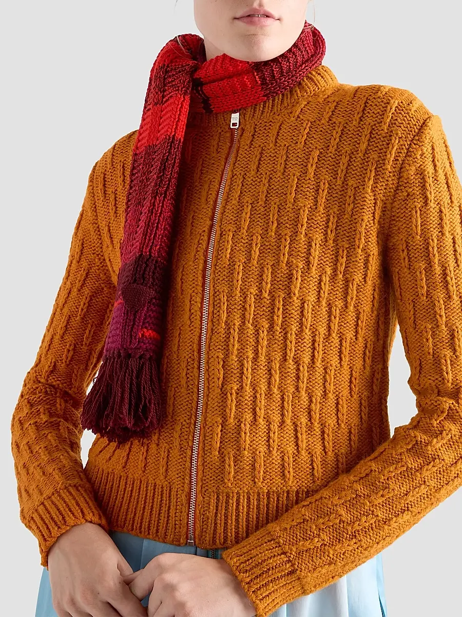 Prada Women's Wool and Alpaca Cardigan - Orange | Thumbnail 3 Prada Women's Wool and Alpaca Cardigan - Orange | Thumbnail 3