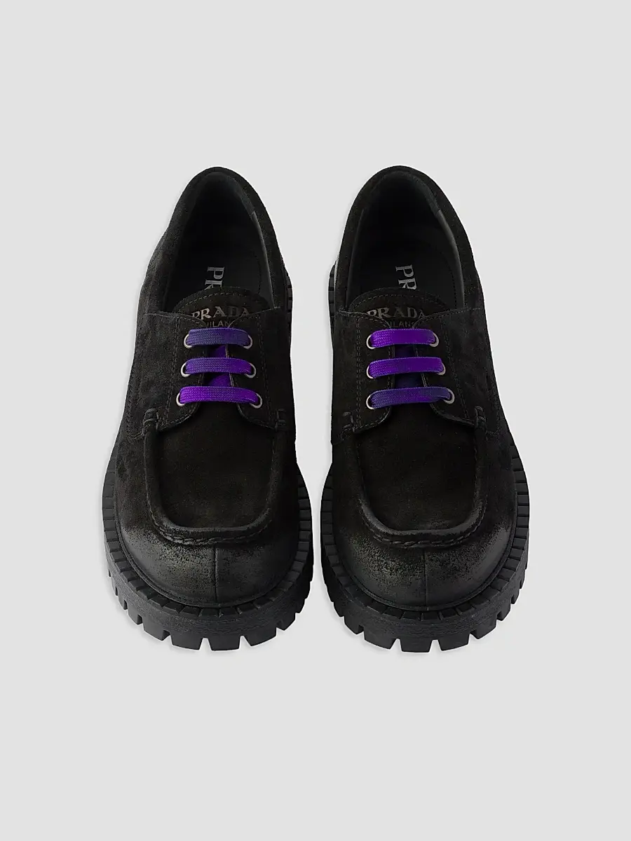 Prada Men's Waxed Suede Lace-up Shoes | Thumbnail 2