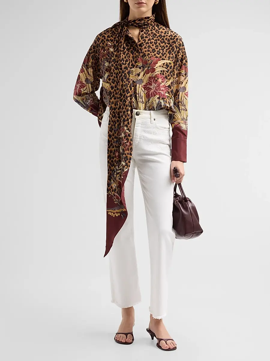 Etro Women's Leopard Safari Print Silk Shirt | Thumbnail 2 Etro Women's Leopard Safari Print Silk Shirt | Thumbnail 2