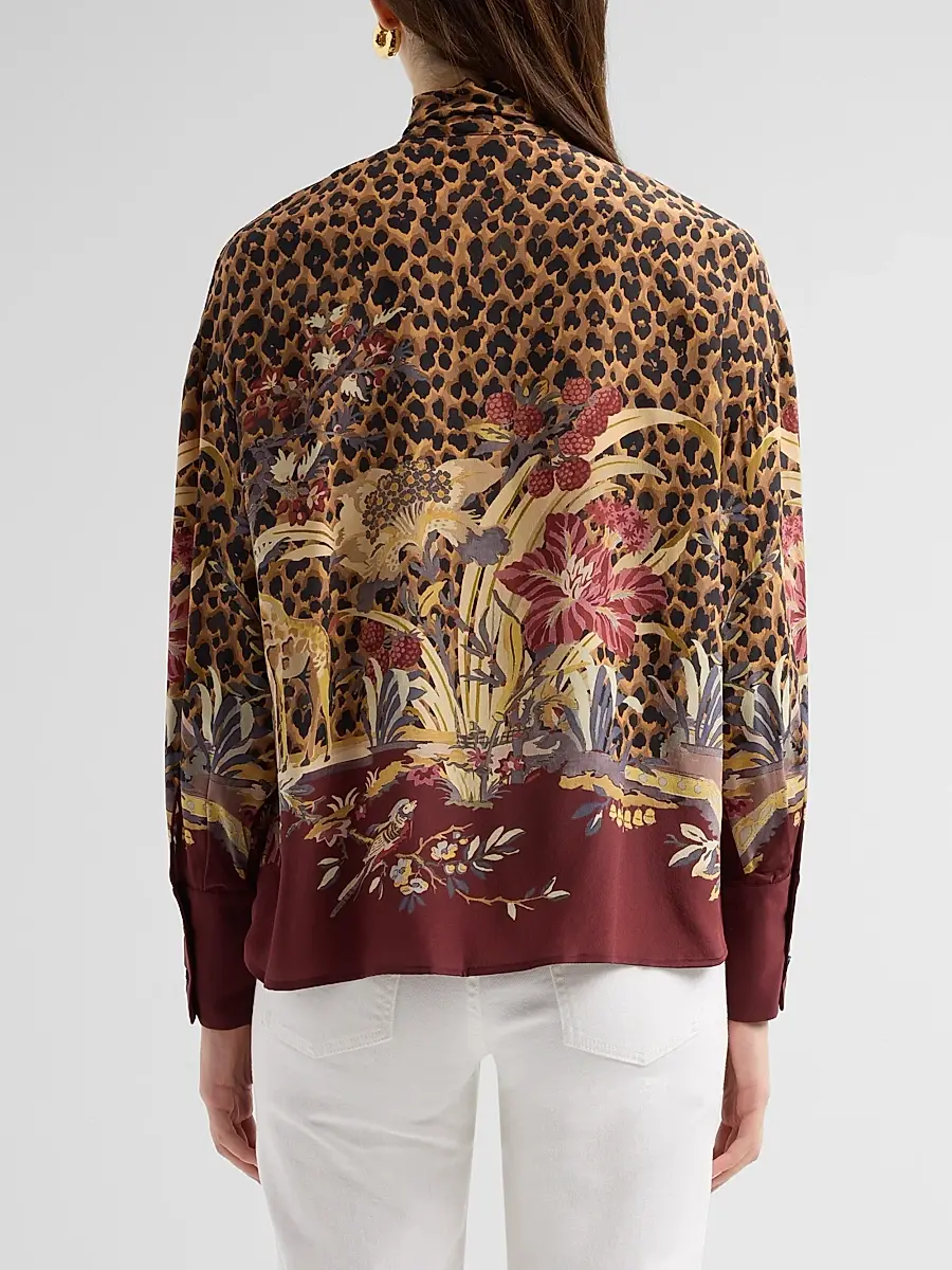 Etro Women's Leopard Safari Print Silk Shirt | Thumbnail 3 Etro Women's Leopard Safari Print Silk Shirt | Thumbnail 3