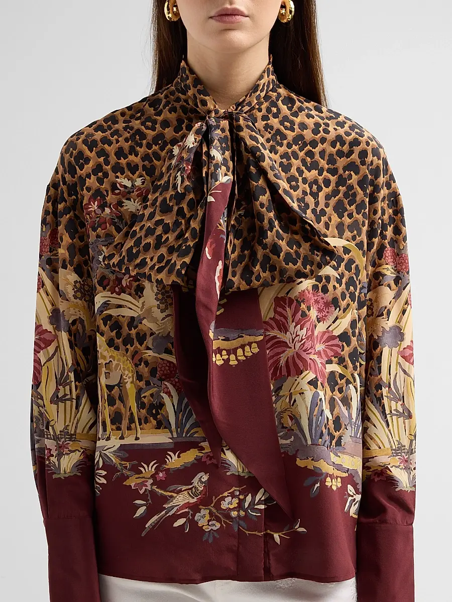 Etro Women's Leopard Safari Print Silk Shirt | Thumbnail 5 Etro Women's Leopard Safari Print Silk Shirt | Thumbnail 5