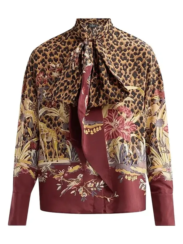 Etro Women's Leopard Safari Print Silk Shirt