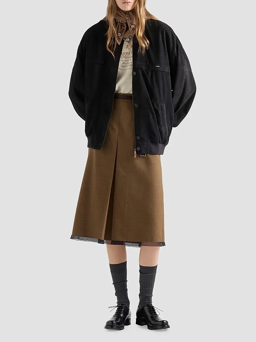 Prada Women's Suede Blouson Jacket | Thumbnail 2