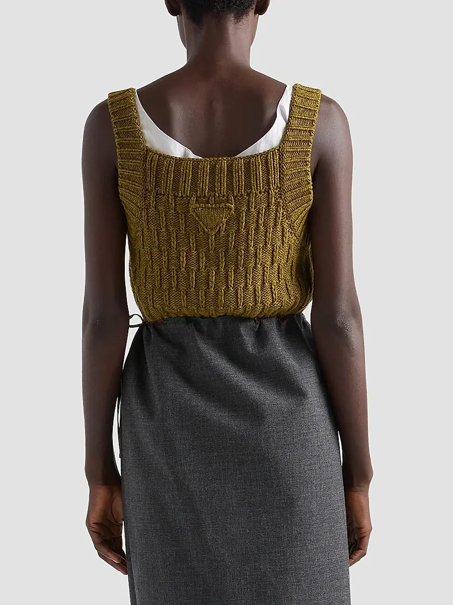 Prada Women's Wool and Alpaca Top - Green | Thumbnail 6 Prada Women's Wool and Alpaca Top - Green | Thumbnail 6