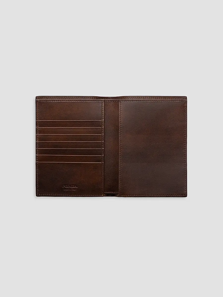 Prada Men's Antiqued Leather Wallet | Thumbnail 2 Prada Men's Antiqued Leather Wallet | Thumbnail 2