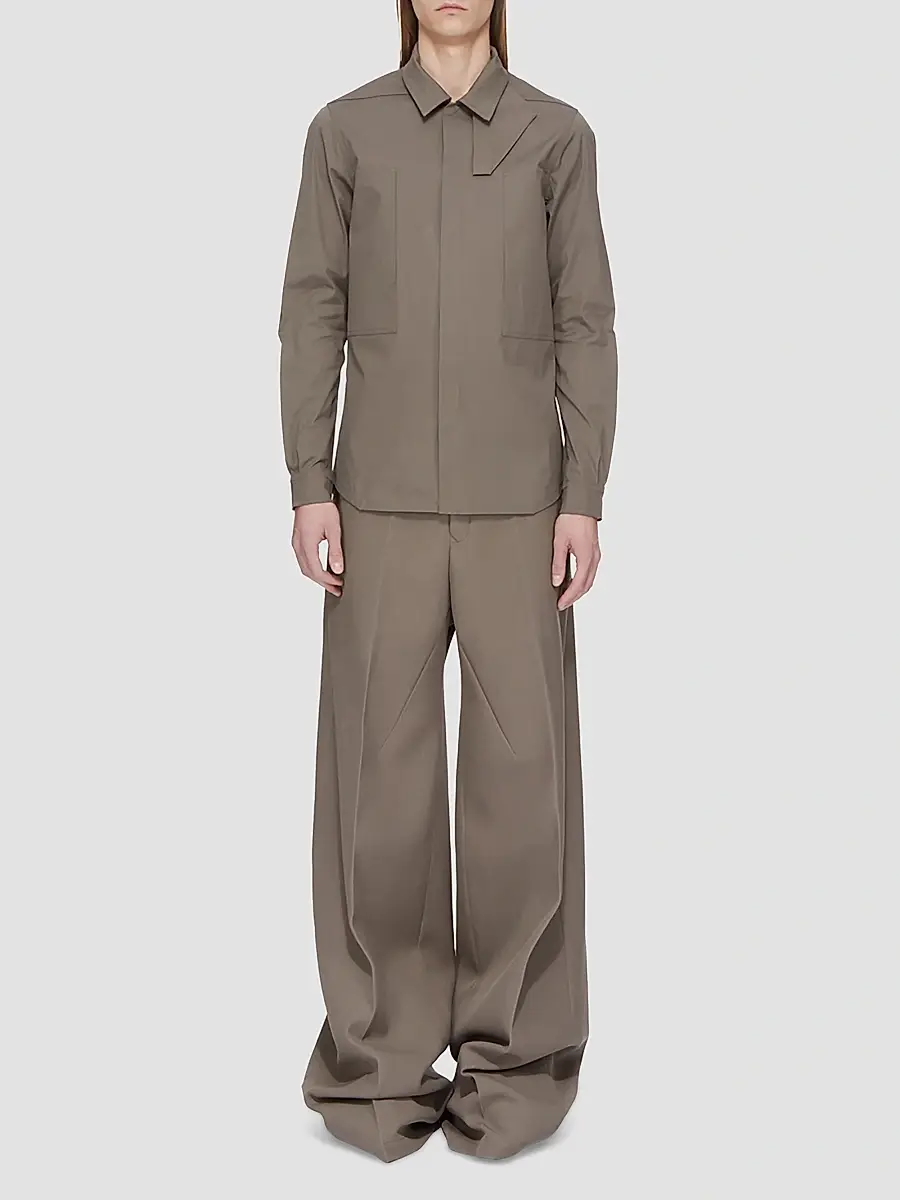 Rick Owens Men's Camicia Stretch-Cotton Shirt | Thumbnail 2 Rick Owens Men's Camicia Stretch-Cotton Shirt | Thumbnail 2