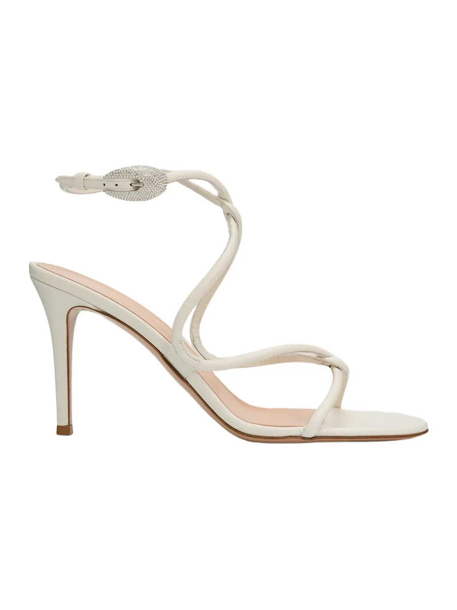 Gianvito Rossi Women's Jungle Mamba 85MM Leather & Rhinestone Sandals - Off White
