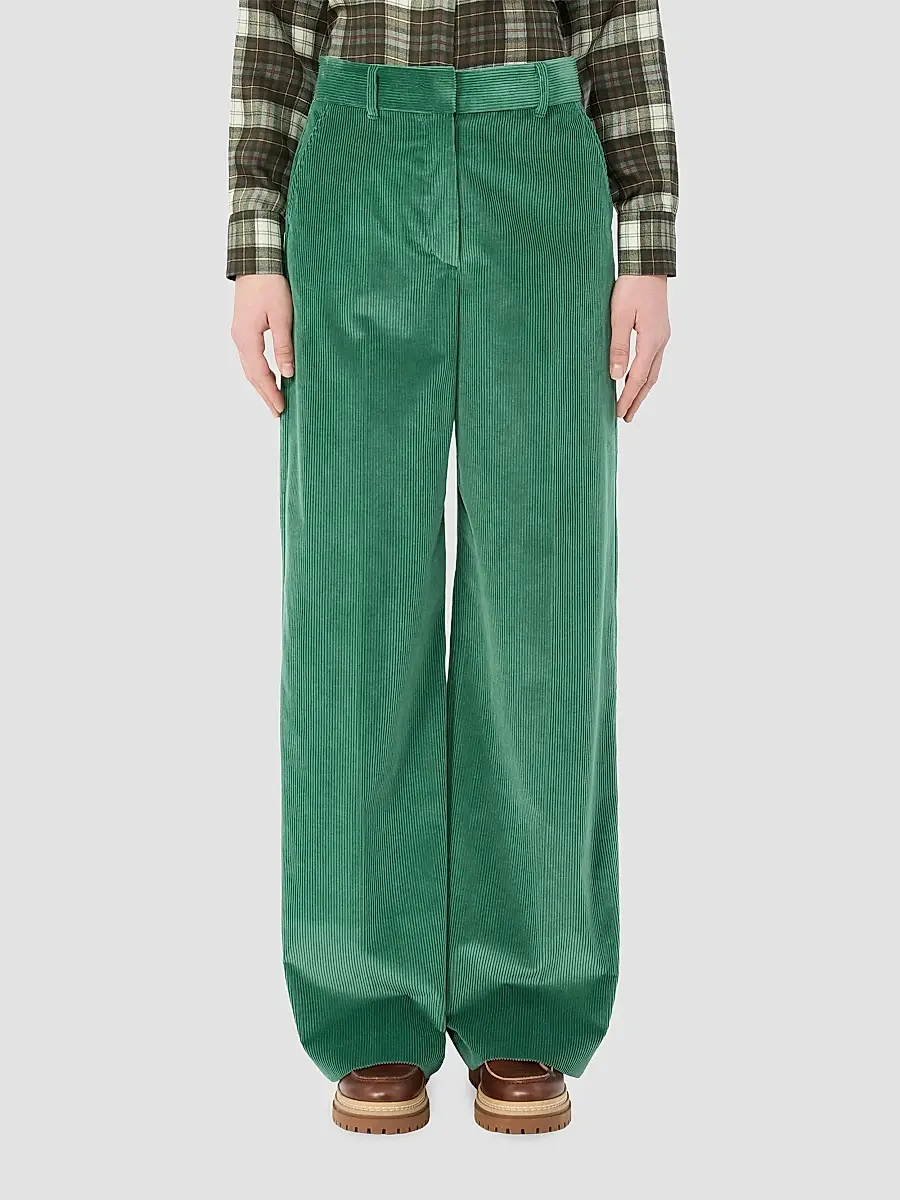 Weekend Max Mara Women's Cotton Velvet Wide Trousers | Thumbnail 2