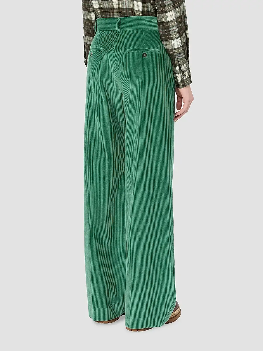 Weekend Max Mara Women's Cotton Velvet Wide Trousers | Thumbnail 3