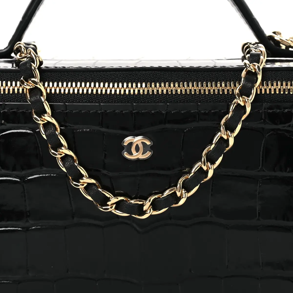 Chanel BlackCrocodile Embossed Crococo Small Top Handle Vanity Case | Thumbnail 5 Chanel BlackCrocodile Embossed Crococo Small Top Handle Vanity Case | Thumbnail 5