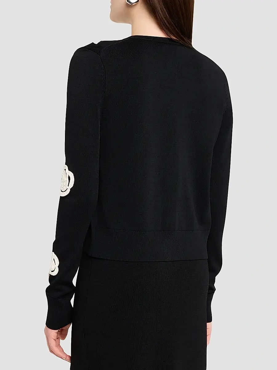 Lela Rose Women's Crochet Appliqué Knit Cardigan | Thumbnail 3 Lela Rose Women's Crochet Appliqué Knit Cardigan | Thumbnail 3
