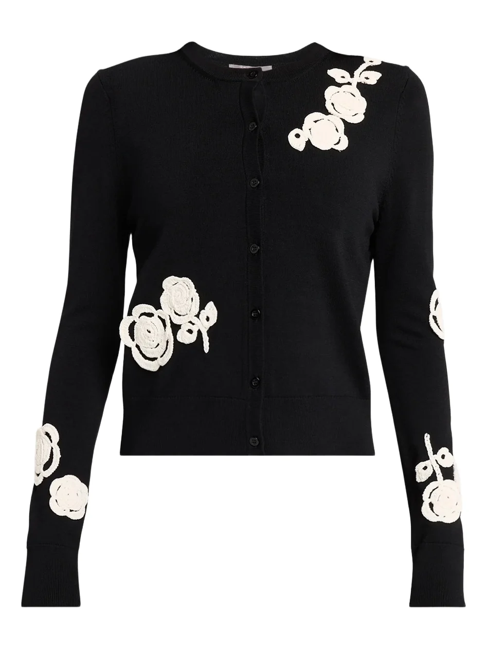 Women's Crochet Appliqué Knit Cardigan Women's Crochet Appliqué Knit Cardigan