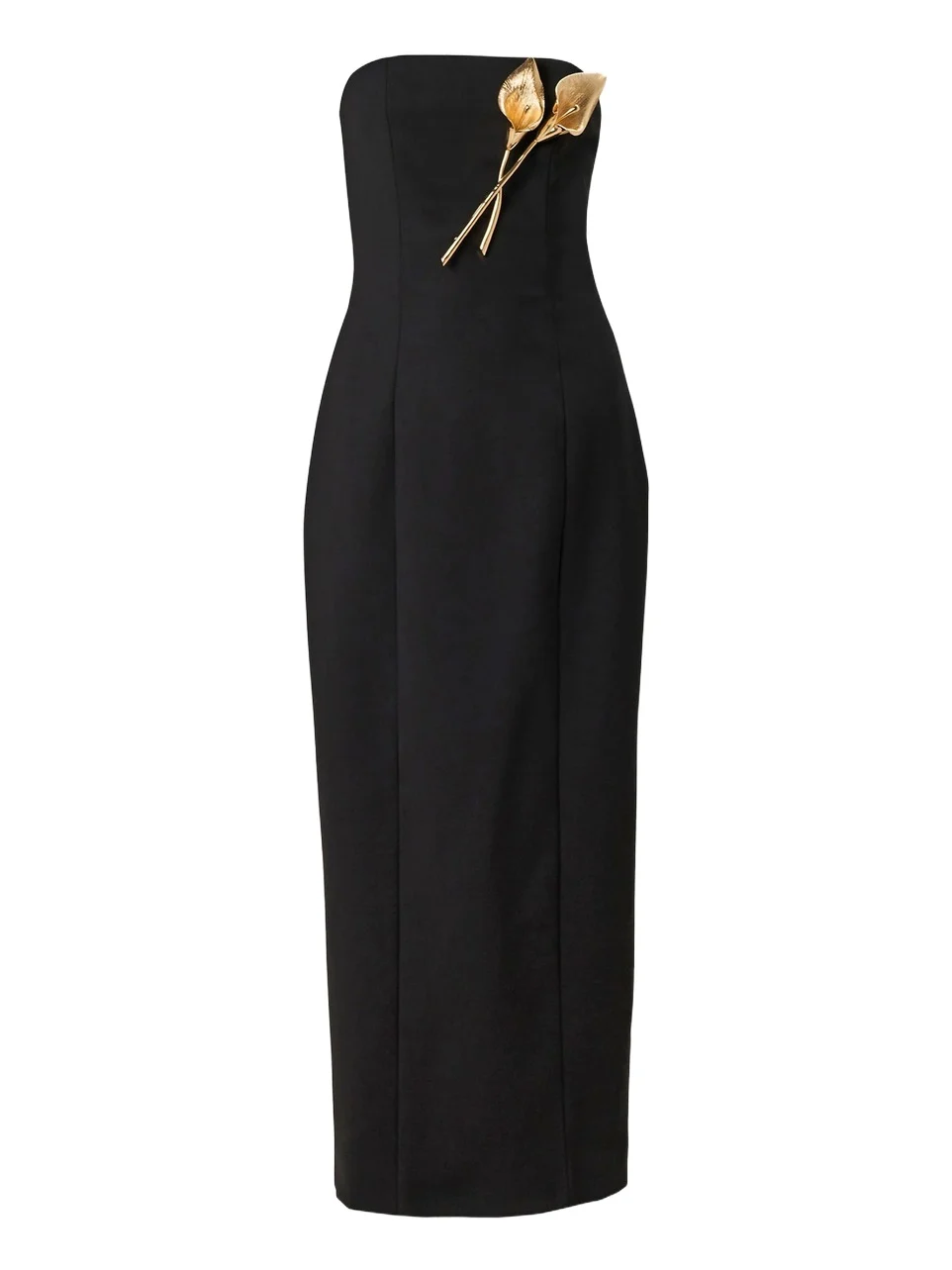 Women's Floral Brooch-Detailed Stretch Wool Gown Women's Floral Brooch-Detailed Stretch Wool Gown