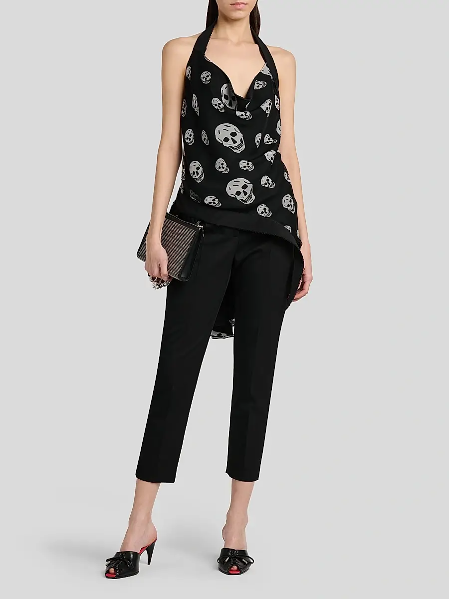 Alexander McQueen Women's Scarf Halter Silk Skull Print Top | Thumbnail 2 Alexander McQueen Women's Scarf Halter Silk Skull Print Top | Thumbnail 2