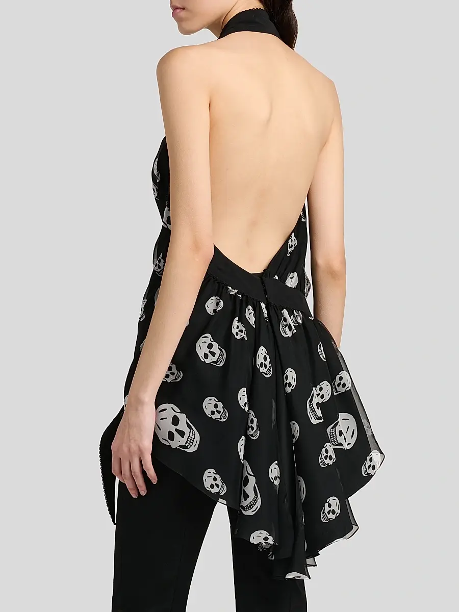 Alexander McQueen Women's Scarf Halter Silk Skull Print Top | Thumbnail 5 Alexander McQueen Women's Scarf Halter Silk Skull Print Top | Thumbnail 5