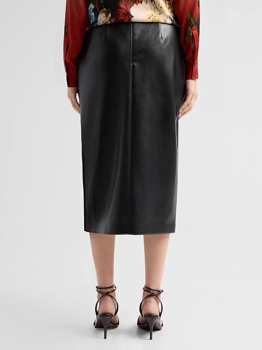 Elie Tahari Women's Amelia Faux-Leather Pleated Midi Skirt | Thumbnail 3 Elie Tahari Women's Amelia Faux-Leather Pleated Midi Skirt | Thumbnail 3