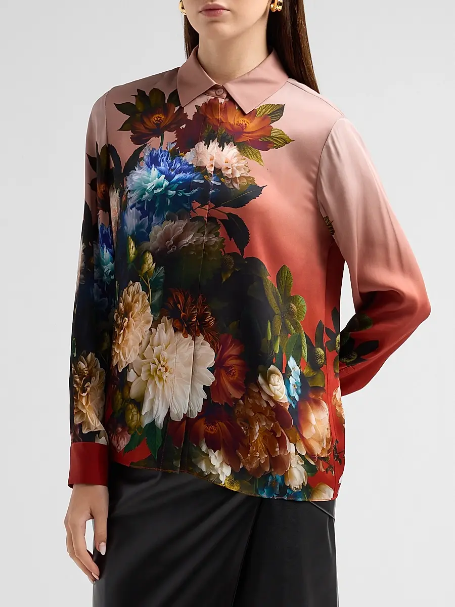 Elie Tahari Women's Shae Floral Silk-Blend Blouse | Thumbnail 4 Elie Tahari Women's Shae Floral Silk-Blend Blouse | Thumbnail 4