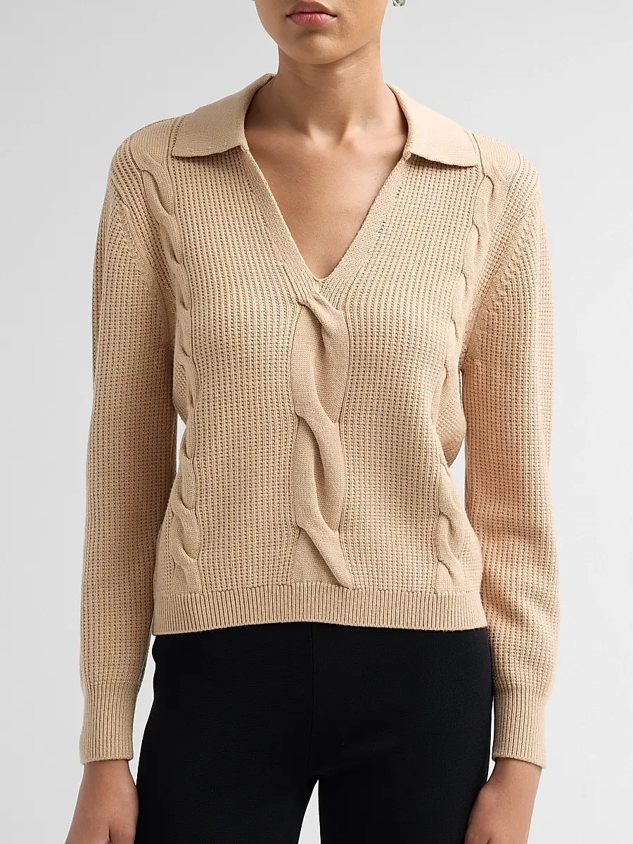 Elie Tahari Women's Marjorie Waffle & Cable-Knit Sweater - Vicuna | Thumbnail 5 Elie Tahari Women's Marjorie Waffle & Cable-Knit Sweater - Vicuna | Thumbnail 5