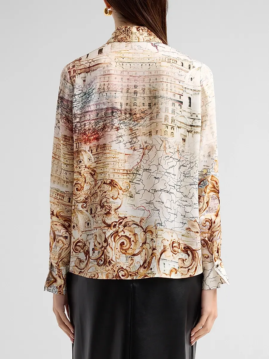 Elie Tahari Women's Madeline Printed Silk-Blend Button-Front Blouse | Thumbnail 3 Elie Tahari Women's Madeline Printed Silk-Blend Button-Front Blouse | Thumbnail 3