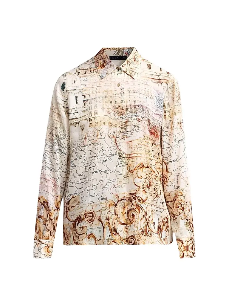 Elie Tahari Women's Madeline Printed Silk-Blend Button-Front Blouse - Dream Map Print | Image 1 Elie Tahari Women's Madeline Printed Silk-Blend Button-Front Blouse - Dream Map Print | Image 1