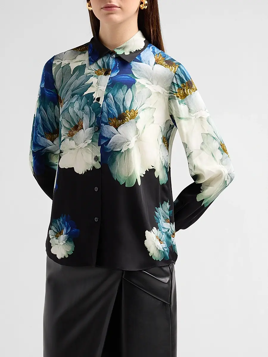 Elie Tahari Women's Madeline Floral Silk-Blend Blouse | Thumbnail 4 Elie Tahari Women's Madeline Floral Silk-Blend Blouse | Thumbnail 4