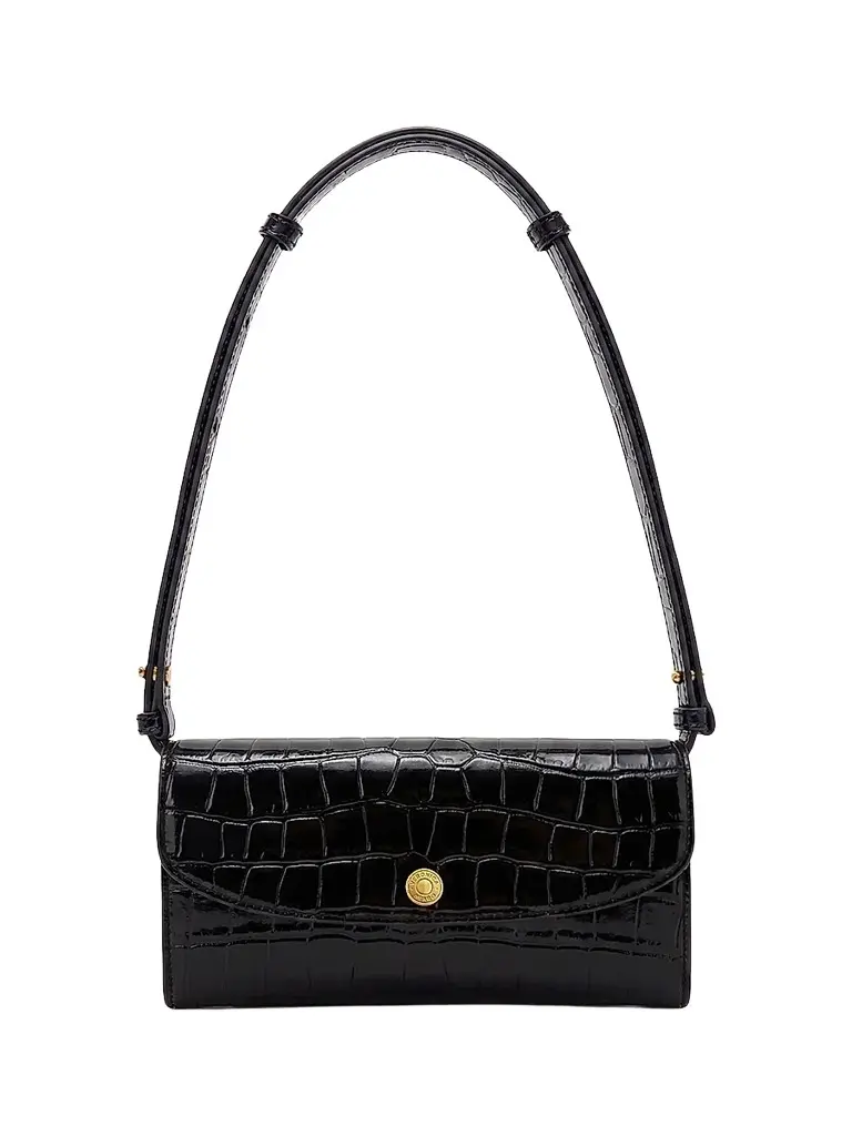 Veronica Beard Women's Croc-Embossed Leather Crossbody Wallet - Black | Image 1 Veronica Beard Women's Croc-Embossed Leather Crossbody Wallet - Black | Image 1