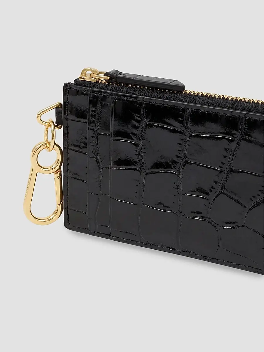 Veronica Beard Women's Croc-Embossed Leather Card Holder | Thumbnail 3 Veronica Beard Women's Croc-Embossed Leather Card Holder | Thumbnail 3